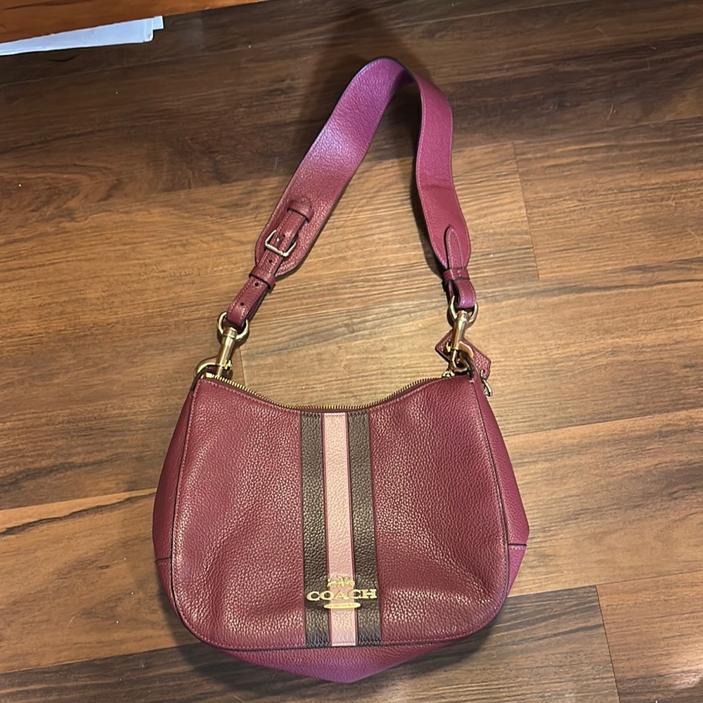 Coach Burgundy Leather Shoulder Bag